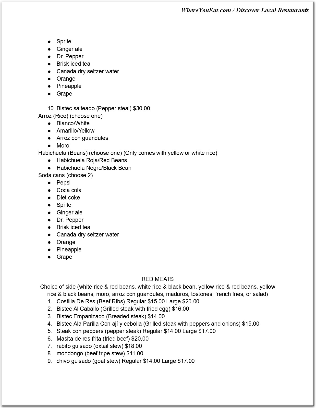menu