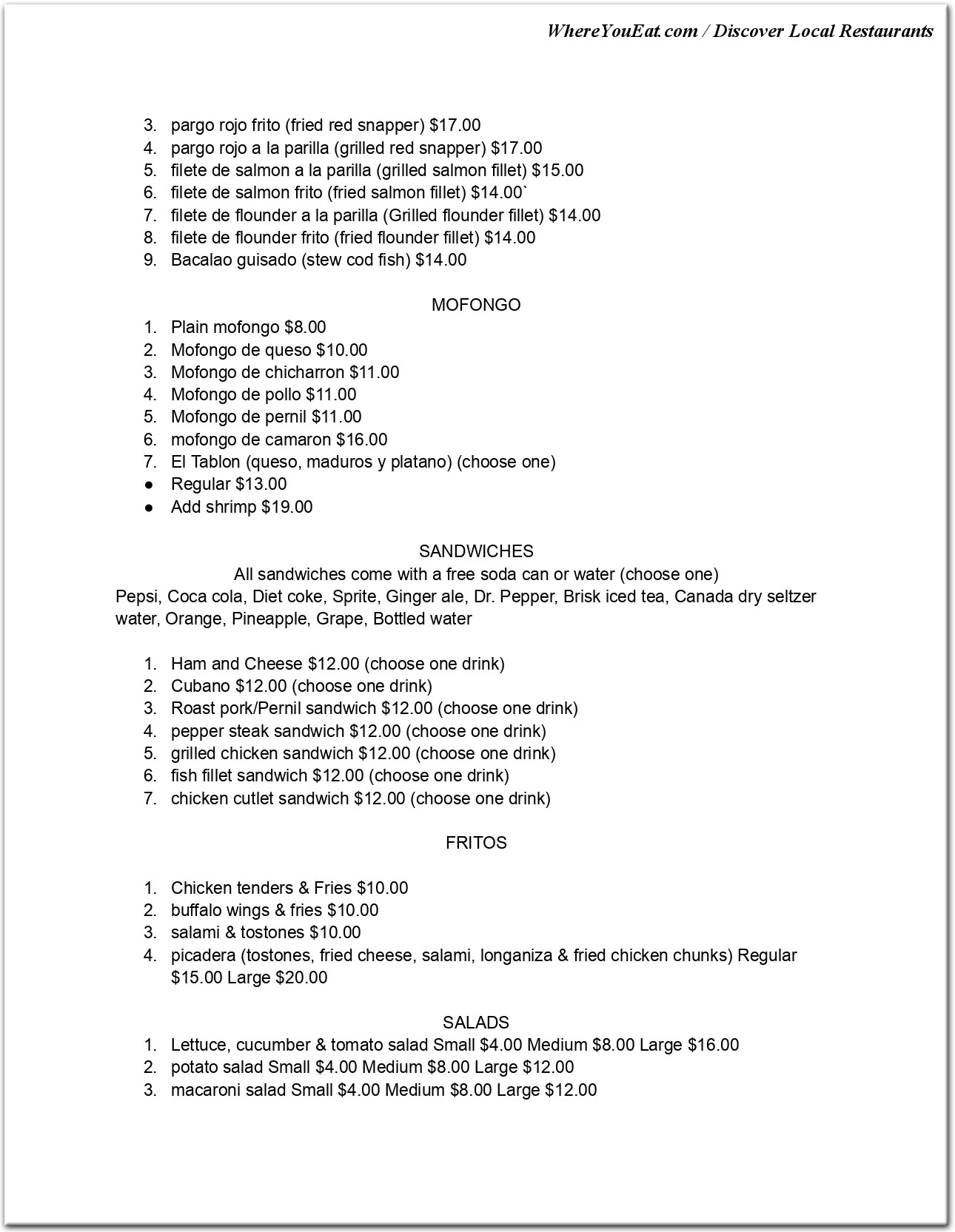 menu